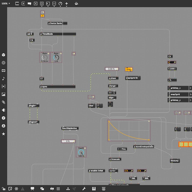 A close-up shot of the Max for Live device editor.