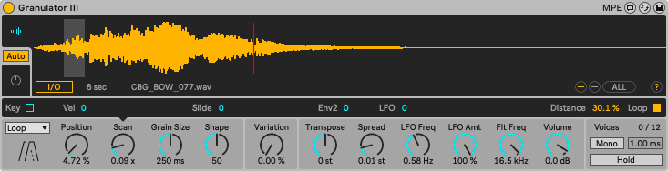 Create the right sound easily with Granulator III’s intuitive controls